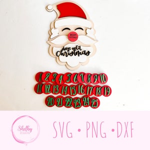 Santa Christmas Countdown Svg Laser Cut File, Glowforge Christmas Countdown Svg, Santa Countdown Svg File Laser Machines, Interchangeable
