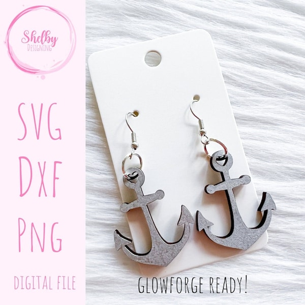 Cute Anchor Dangle SVG Earrings, Glowforge SVG Earring Files, Anchor Earrings SVG Files, Summer Laser Cut Earrings Files, Anchor Svg Files