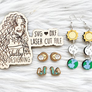 Total Solar Eclipse 2024 Stud & Dangle Earring Set Svg Dxf File | Glowforge Solar Eclipse Laser Cut Svg Dxf File | Sun Moon Earrings Svg Dxf