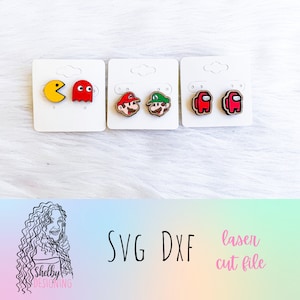 Simpatici orecchini per videogiochi Glowforge Svg Bundle, file SVG per orecchini per giocatori, Glowforge Laser Cut Orecchini Svg Bundle, videogiochi SVG