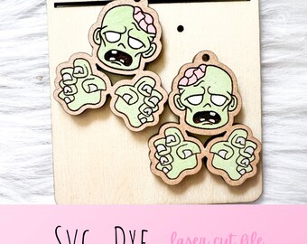 Zombie Brain Dangle Earrings Glowforge Laser Cut SVG DXF File