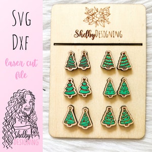 Kerstboom Stud Oorbellen Bundel SVG DXF Laser Cut File | Glowforge kerstbomen Stud Earring SVG | Shelbydesigning Svg | Kerstmis
