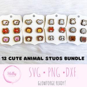 MEGA Cute Animal Stud Earrings Glowforge Svg Bundle, Cute Animal Stud Earrings SVG, Glowforge Laser Cut Earrings, Cute Animal Earrings SVG