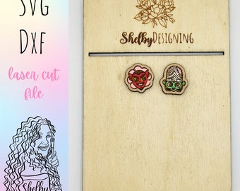 Villains Mix n Match Cartoon Stud Earrings Glowforge Svg, Cartoon 90s Babies Stud Earrings SVG, Glowforge Laser Cut Cartoon Stud Earrings