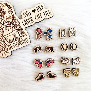 Wrestling/Boxing Stud Earring Bundle SVG DXF Laser Cut File for Lasers | Glowforge Wrestling Earring Svg File | Boxing MMA Earrings Svg