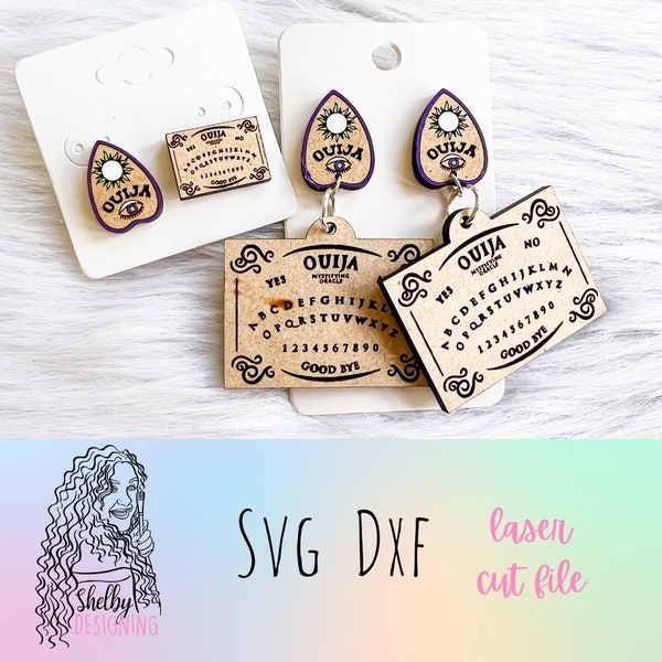 Spooky Ouija Board Dangle/Stud Earring SVG File, Glowforge Earring Svg Files, Witchy Ouija Board Earrings Svg File, Laser Cut Earrings SVG