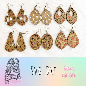 Cute Halloween Dangle Earrings Svg Bundle, Halloween Laser Cut Earring Svg Bundle, Glowforge Halloween Earring Svgs, Halloween Earrings Svg