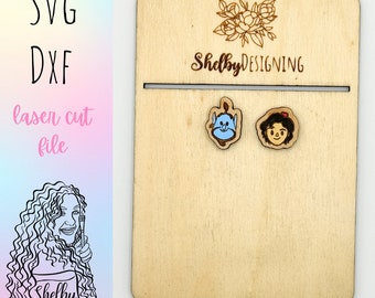 BFF Mix n Match Series | Genie & Prince Stud Earrings Glowforge Svg, Cartoon Kids Stud Earrings, Glowforge Stud Earrings Laser Cut Files