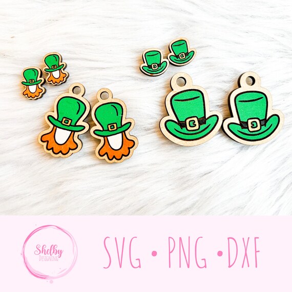 St Patricks Day Earring Combo SVG DXF Earring File, Cute Irish Leprechaun Earrings SVG File, St Patty's Svg Earring, Glowforge Earrings