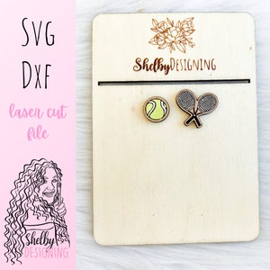Tennisschläger & Ball Ohrstecker Glowforge SVG-Datei, Tennis Ohrstecker SVG, Glowforge Laser geschnittene Ohrringe, Tennisball Ohrstecker