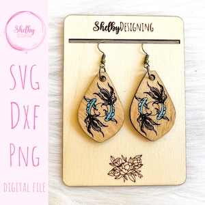 Minimalistic Koi Earrings Svg File, Minimalistic Koi Fish Earrings Svg, Glowforge Earrings Svg, Fish Koi Earrings Laser Cut File Koi Earring