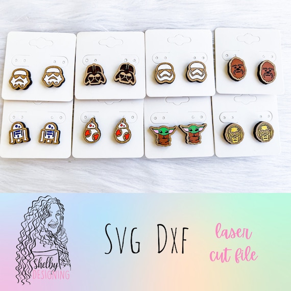 Space Wars Inspired Stud Earrings Glowforge Svg Bundle, Nerd Stud Earrings SVG File, Glowforge Laser Cut Earrings Svg Bundle, Geeky Earrings