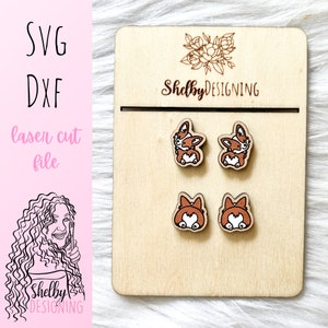 Corgis Butt Ohrstecker Duo SVG DXF Laser Cut Datei | Süße Corgis Ohrstecker SVG Digitale Datei | Glowforge Hund Corgis Ohrstecker SVG