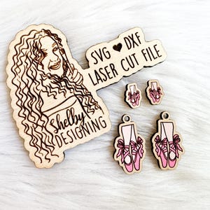 Ballet Shoes Stud/Dangle Combo SVG DXF Laser Cut File for Lasers | Glowforge Ballet Ballerina Shoes Earring Svg File | Dance Earrings Svg
