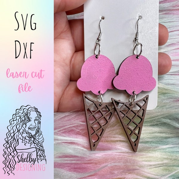 Ice Cream SVG Earrings, Glowforge SVG Earring Files, Summer Earrings SVG Files, Ice Cream Laser Cut Earrings Svg Files, Food Earrings svg