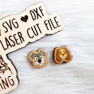 BFF Mix n Match Series | Lady & Tramp Stud Earrings SVG DXF File | Laser Cut Stud Earrings Svg | Dog Cartoon Stud Earrings Svg