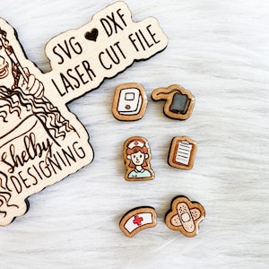 Mix n Match Nurse Stud Earring Trio Svg Dxf Laser Cut File, Glowforge Medical Stud Earrings SVG Dxf File, Laser Cut Healthcare Worker Svg