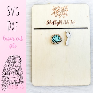 SVG DXF | Seashell & Fork Stud Earrings Digital File | Glowforge Laser Cut Earrings | Cute Princess  Seashell Earrings SVG Dxf
