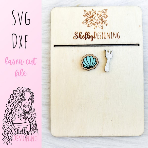 SVG DXF | Seashell & Dinglehopper Stud Earrings Digital File | Glowforge Laser Cut Earrings | Cute Princess  Seashell Earrings SVG Dxf