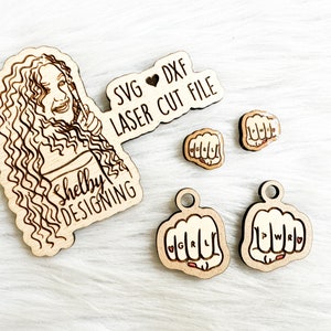 GRL PWR Faust Stud/Ohrringe SVG Dxf-Datei, Glowforge Frauen Empowerment OhrringeSvg Laser Cut-Datei für Laser-Hersteller, Mädchen-Power-Svg