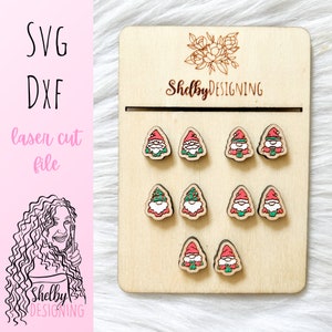 Christmas Tree Gnomes Stud Earrings Bundle SVG DXF Laser Cut File | Glowforge Christmas Gnomes Stud Earrings SVG | Christmas Gnomes Svg Dxf