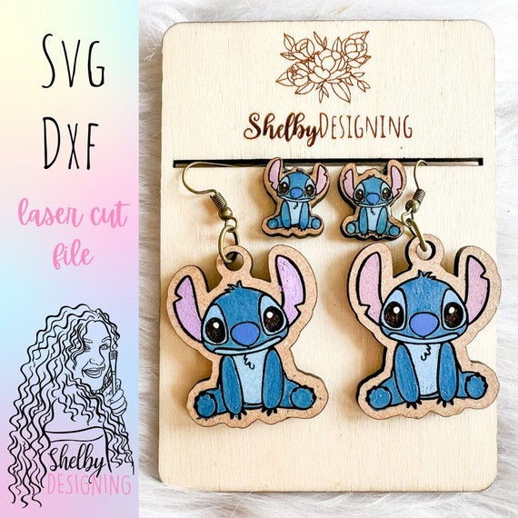 Svg Dxf Cute Cartoon Alien Stud/Dangle Earrings Svg File, Glowforge Cartoon Earrings, Laser Cut Earrings, Cute Cartoon Blue Alien