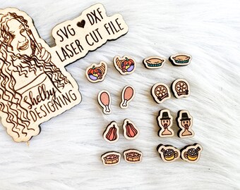 Thanksgiving Elements Stud Earring Bundle Glowforge SVG File, Autumn Harvest Stud Earrings SVG File, Glowforge Fall Stud Earrings Set SVG