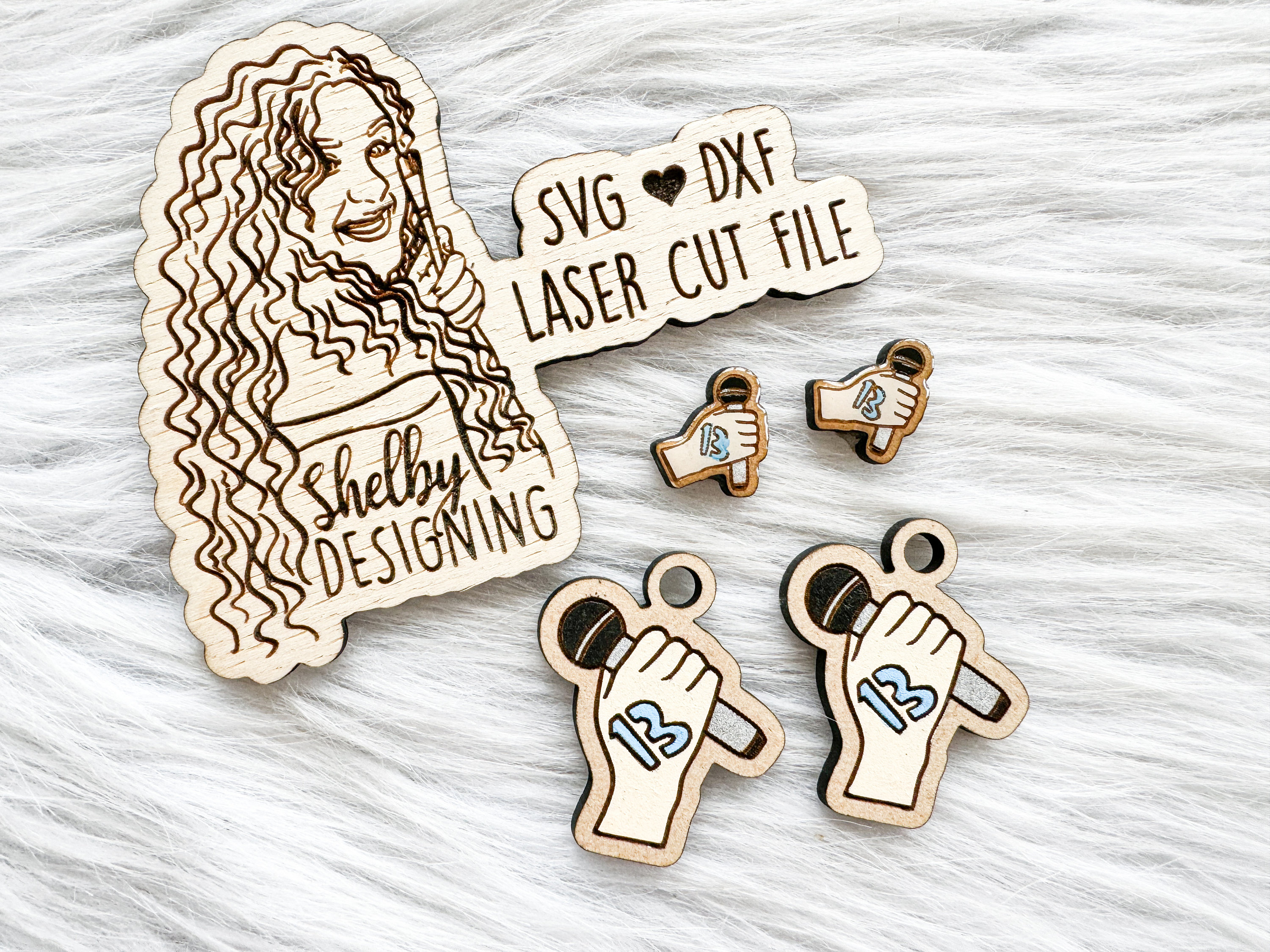 Pop Singer 13 Hand Stud/Dangle Earring Combo Svg Dxf File | Glowforge Laser Cut File | Trendy Earrings Svg