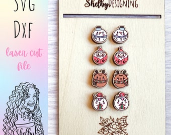 Cute Circle Christmas Stud Earring Set SVG FILE, Christmas Stud Earring Svgs, Glowforge Christmas Stud Earrings Svg File, Winter Studs Svg