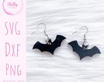 Halloween Bat Dangle Earrings Glowforge SVG File, Halloween Bat Earrings SVG File, Halloween Spooky Earrings Laser Cut SVG File, Glowforge