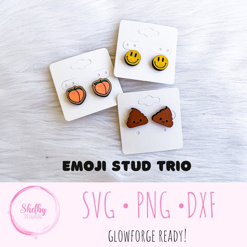 Cute Emoji Stud Earrings Svg Set Emoji Stud Etsy