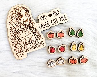 Fall Pumpkin Stud Earring Bundle Glowforge SVG File, Autumn Pumpkin Stud Earrings SVG File, Glowforge Fall Pumpkin Stud Earrings Set SVG