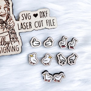 Pendientes de ganso tonto (SVG), archivo SVG DXF cortado con láser Glowforge, pendientes de ganso (SVG), pendientes de pájaro cortados con láser (DXF)