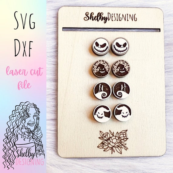 Nightmare At Christmas Stud Earring Set SVG FILE, Halloween Stud Earring Svg File, Spooky Earrings Svg, Skeleton Earrings Svg,