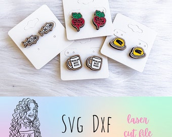 Work Office Stud Bundle Earrings Glowforge SVG File, TV Show Earrings SVG Files, Glowforge Laser Cut Earring File