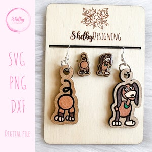 Svg Toy Wiener Dog Dangle/Stud Earrings Glowforge Svg File, Toy Dog Earrings SVG, Glowforge Laser Cut Dxf Svg Dachshund Earrings