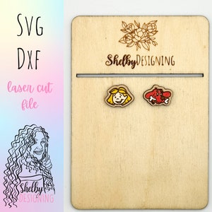 BFF Mix n Match Series | Big Red Dog & Little Girl Stud Earrings Glowforge Svg, Children's Book Stud Earrings, Glowforge Stud Earrings Svg