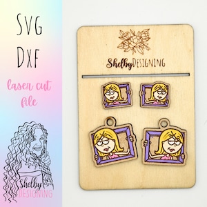 Nostalgische 90er / 00er Jahre Babys zeigen Bolzen/Ohrringe Kombination Glowforge svg, Laser-Cut-Schlüsselanhänger oder Pin-Svg-Dxf-Datei