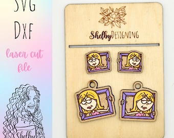 Nostalgic 90s/00s Babies Show Stud/Dangle Earring Combo Glowforge Svg, Laser Cut Keychain or Pin Svg Dxf File