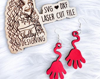 Boucles d'oreilles pendantes jouet fichier Svg Glowforge, boucles d'oreilles pendantes amusantes mignonnes fichier numérique SVG Dxf, fichier boucle d'oreille découpé au Laser Glowforge, boucle d'oreille tendance