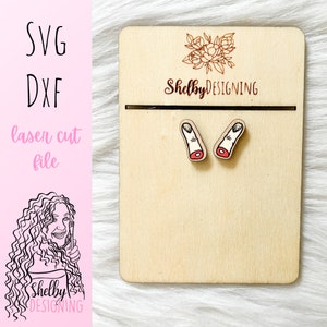 Severed Finger Stud Earrings SVG DXF Laser Cut File | Glowforge Halloween Earrings SVG | Horror Sliced Finger Halloween Stud Earrings Svg