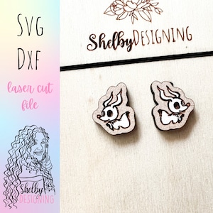 Nightmare Dog Christmas Stud Earrings SVG DXF Laser Cut File | Glowforge Halloween Earrings SVG File | Halloween Christmas Earrings