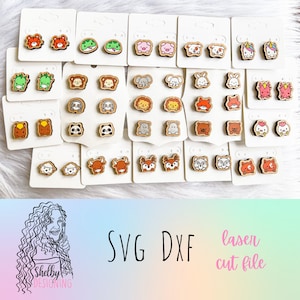 SUPER MEGA Cute Animal Stud Earrings Glowforge Svg Bundle, Animal Stud Earrings Svg, Glowforge Laser Cut Earrings, Cute Animal Earrings SVG