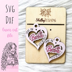 Pendientes colgantes de fiesta Let's Go SVG DXF Archivo cortado a láser / Pendientes colgantes Glowforge Svg / Pendientes colgantes para niñas SVG Archivo digital