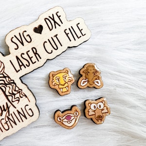 BFF Mix n Match Series | Ice Ages Stud Earrings Trio SVG DXF File | Funny Squirrel Earrings Svg Laser Cut File | Cartoon Stud Earrings Svg