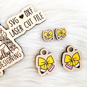 Combinação de brinco bonito com laço de lápis/brinco pendurado arquivo de corte a laser SVG DXF para lasers | Arquivo Svg de brinco de volta às aulas da Glowforge | Brinco Laço Lápis