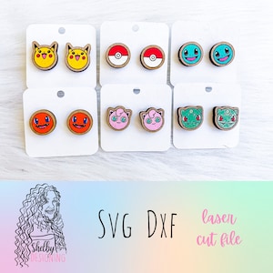 Cute Nerd Stud Earrings Glowforge Svg Bundle, Stud Earrings SVG File, Glowforge Laser Cut Earrings Svg Bundle, Nerdy Earrings Svg