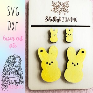 Svg Cute Easter Bunny Dangle/Stud Combo Earrings, Glowforge SVG Easter Earrings, Cute Easter Bunny Silhouette Earrings SVG, Laser Cut