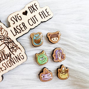 BFF Mix n Match Series | Monster Friends Stud Earrings Trio SVG DXF File | Monster Earrings Dxf Laser Cut File | Cartoon Stud Earrings Svg