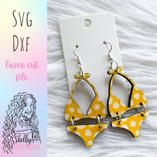 Cute Bikini Dangles SVG Earrings, Glowforge SVG Earring Files, Summer Earrings SVG Files, Summer Bikini Svg Laser Cut Earrings Files, Summer